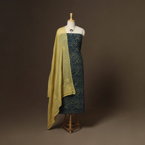 2pc cotton unstitched dress material with jewellery set 36