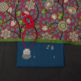 Blue - 2pc cotton unstitched jacquard dress material