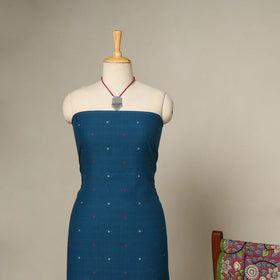 Blue - 2pc cotton unstitched jacquard dress material