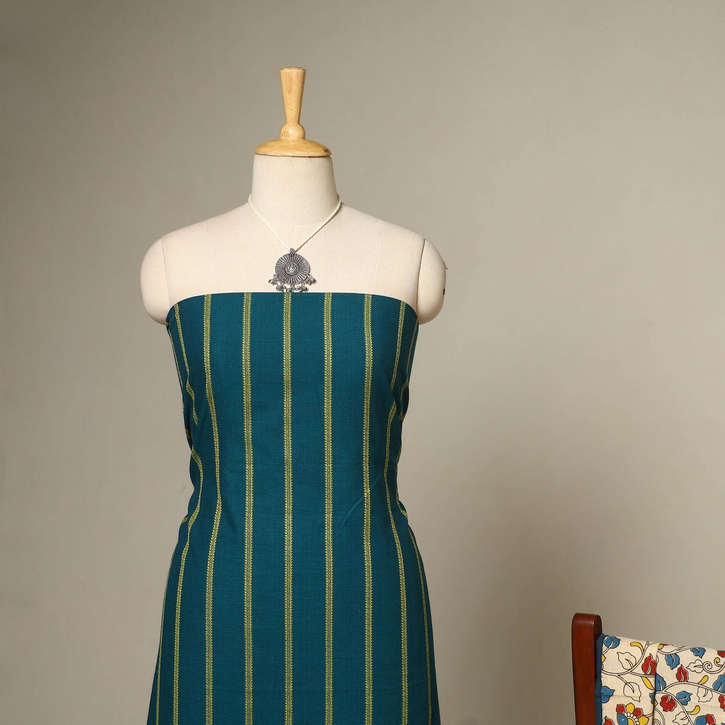 Blue - 2pc cotton unstitched jacquard dress material