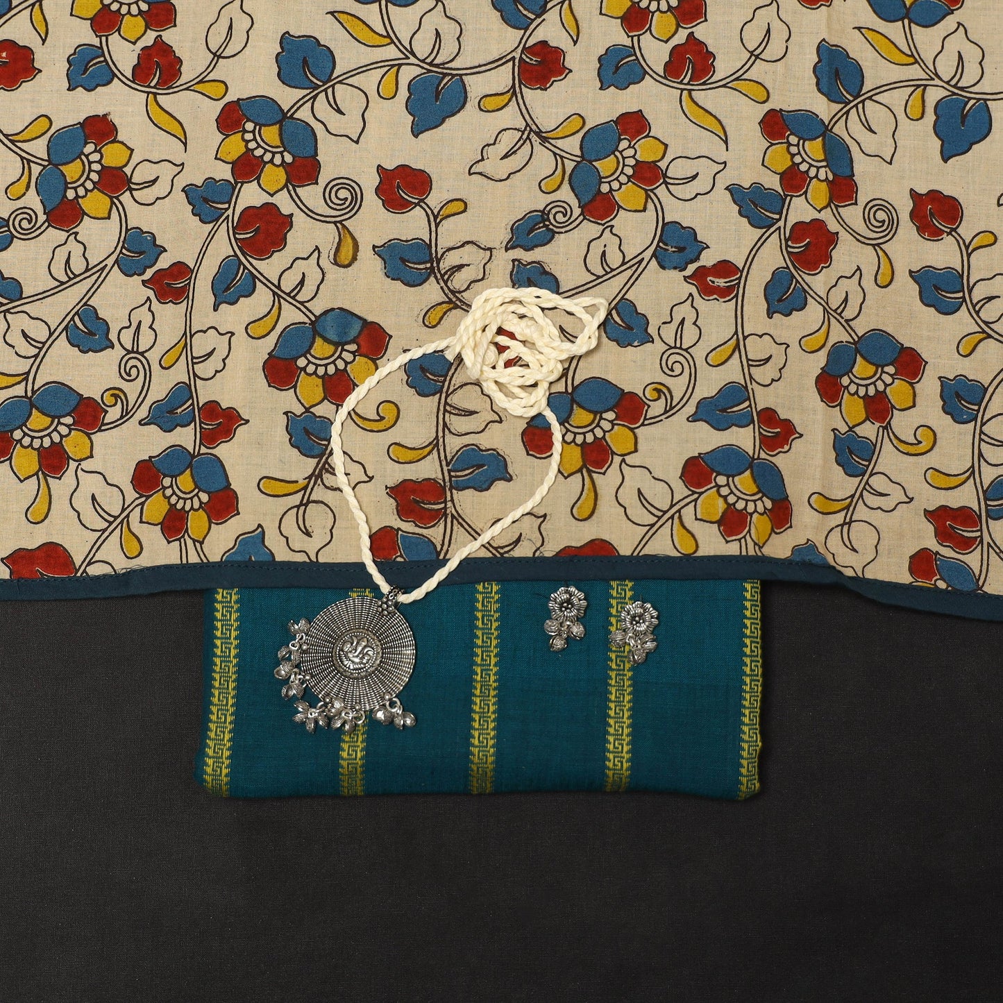 Blue - 2pc cotton unstitched jacquard dress material