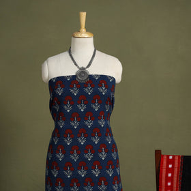 Blue 2pc Cotton Ajrakh Print Kurta with Ikat Dupatta