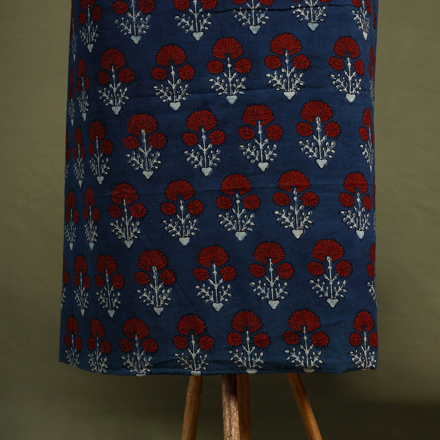 Blue 2pc Cotton Ajrakh Print Kurta with Ikat Dupatta