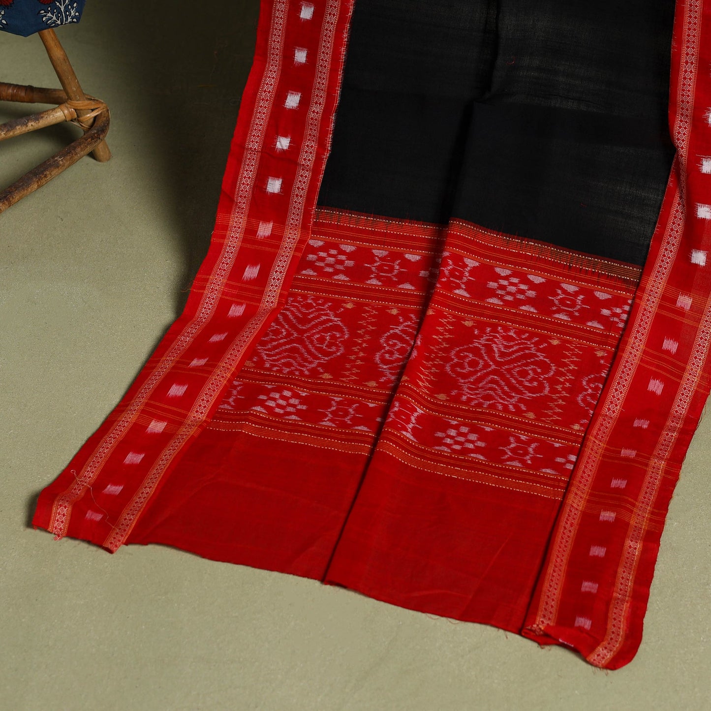 Blue 2pc Cotton Ajrakh Print Kurta with Ikat Dupatta