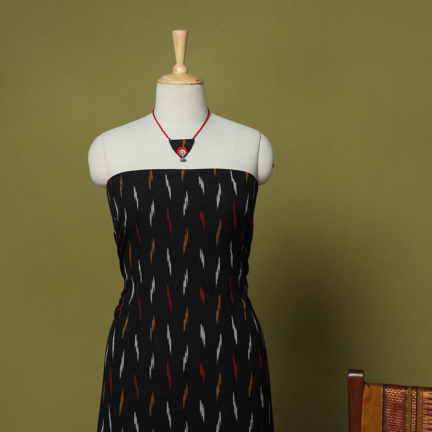 Blue - 2pc cotton unstitched pochampally ikat dress