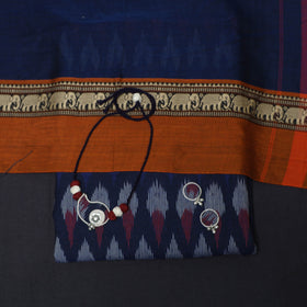 Blue - 2pc cotton unstitched pochampally ikat dress