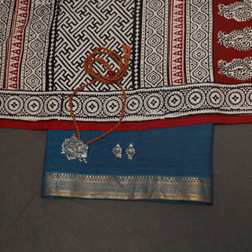 Blue - 2pc handloom cotton unstitched mangalagiri dress