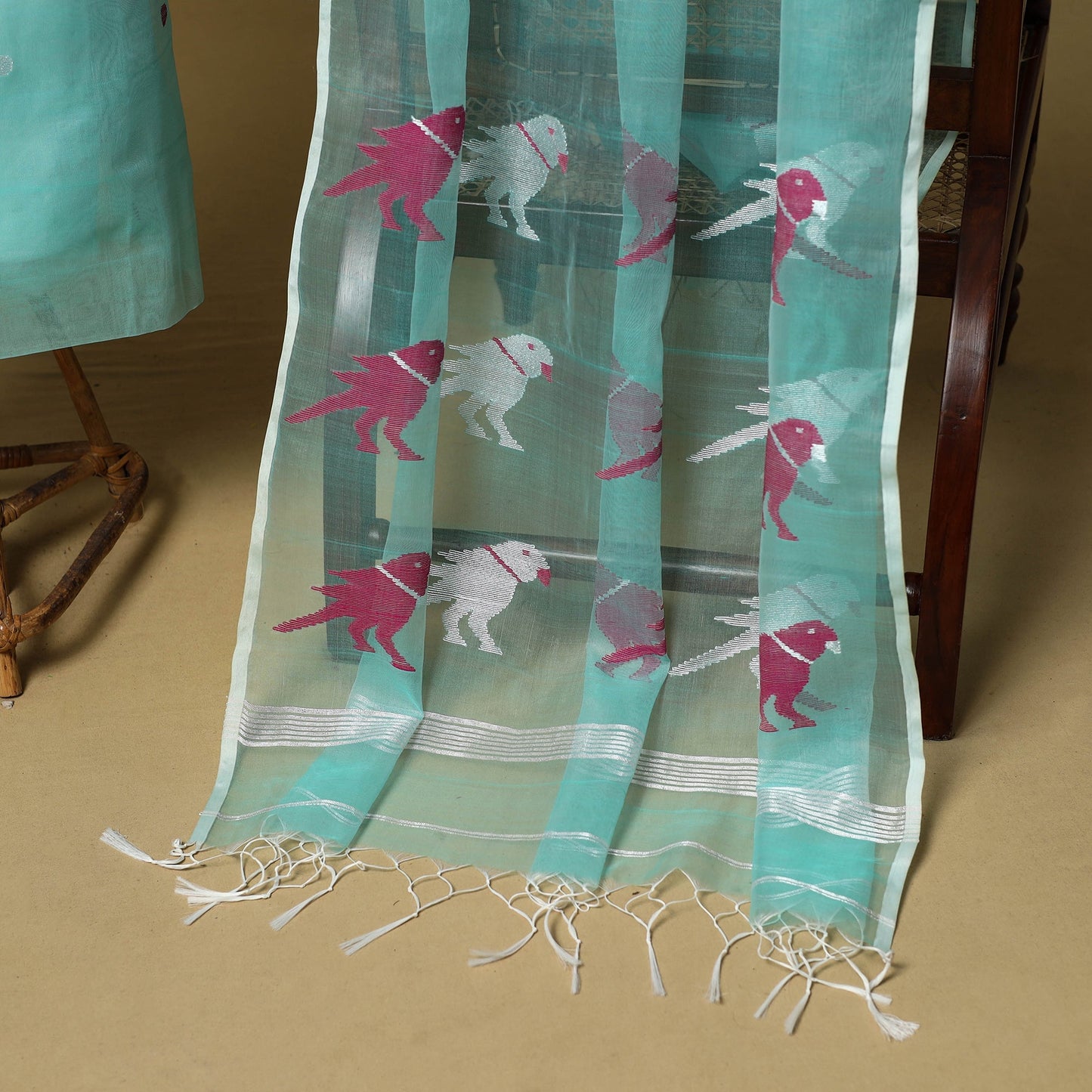 2pc handloom mulberry silk unstitched phulia jamdani dress