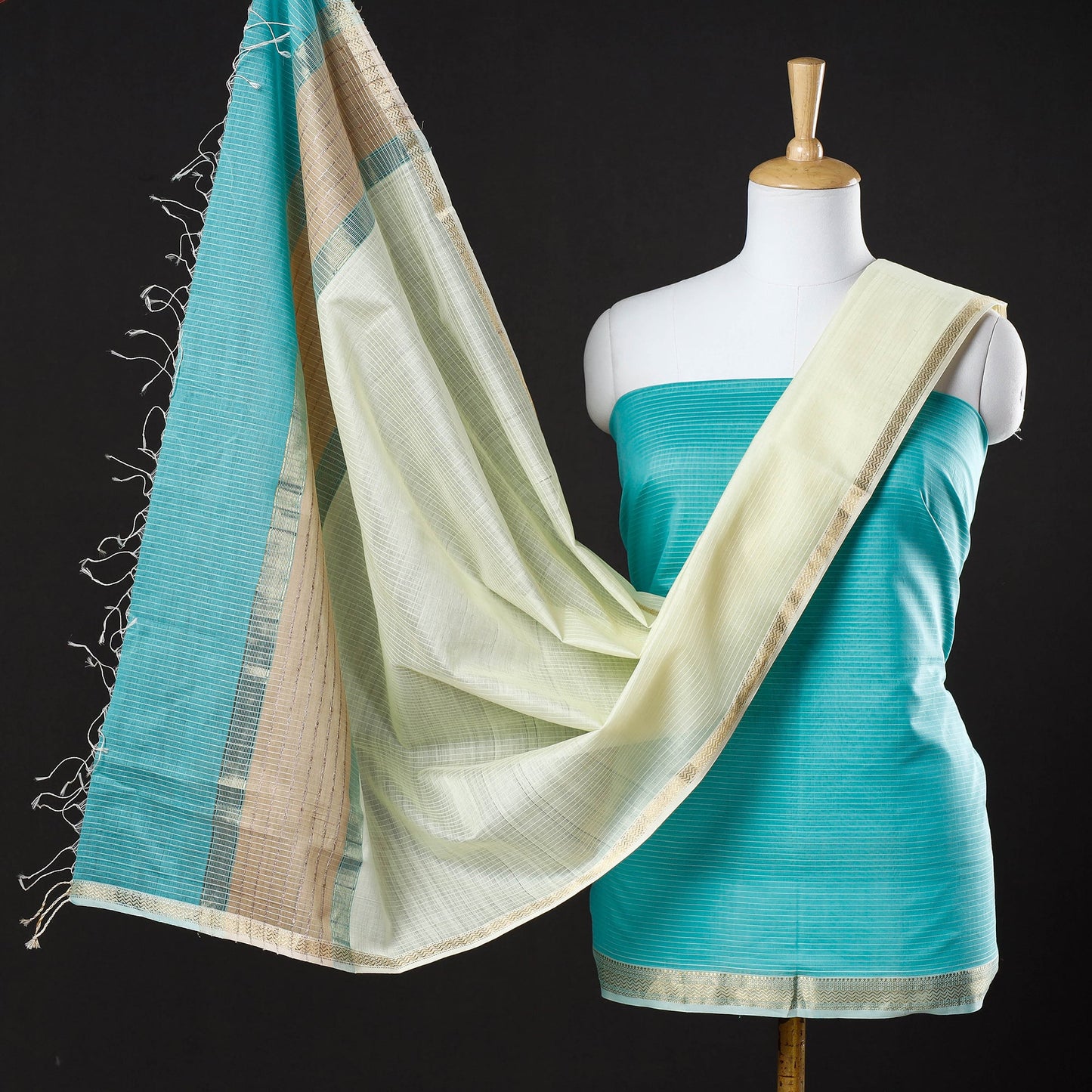 2pc Handloom Silk Cotton Maheshwari Dress Material