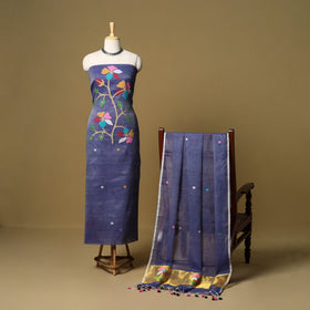 2pc handloom silk cotton unstitched phulia jamdani dress