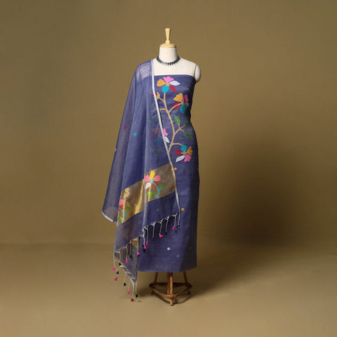 2pc handloom silk cotton unstitched phulia jamdani dress