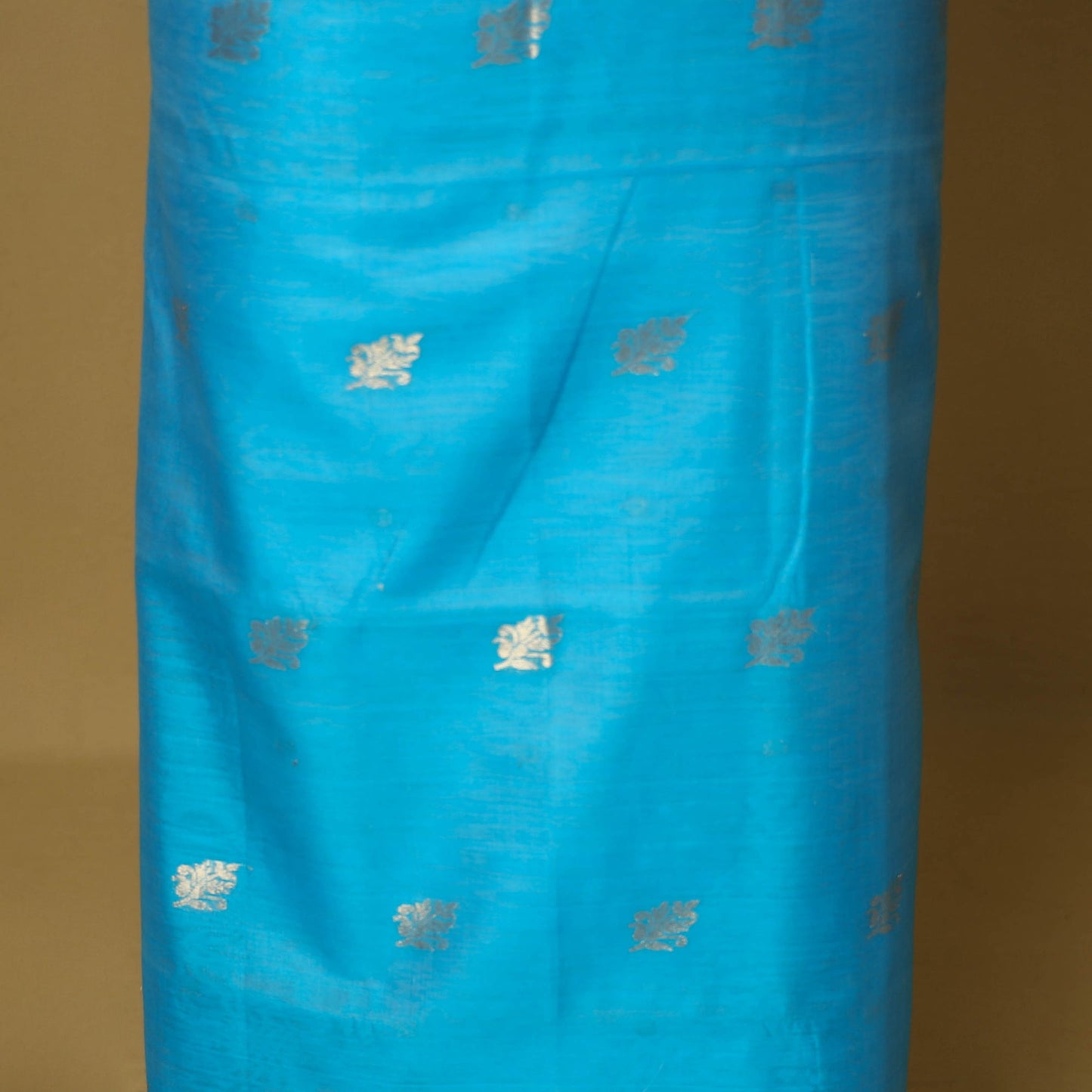 Blue - 2pc handloom zari buta unstitched chanderi silk