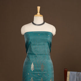 Blue - 2pc handloom zari buta unstitched chanderi silk