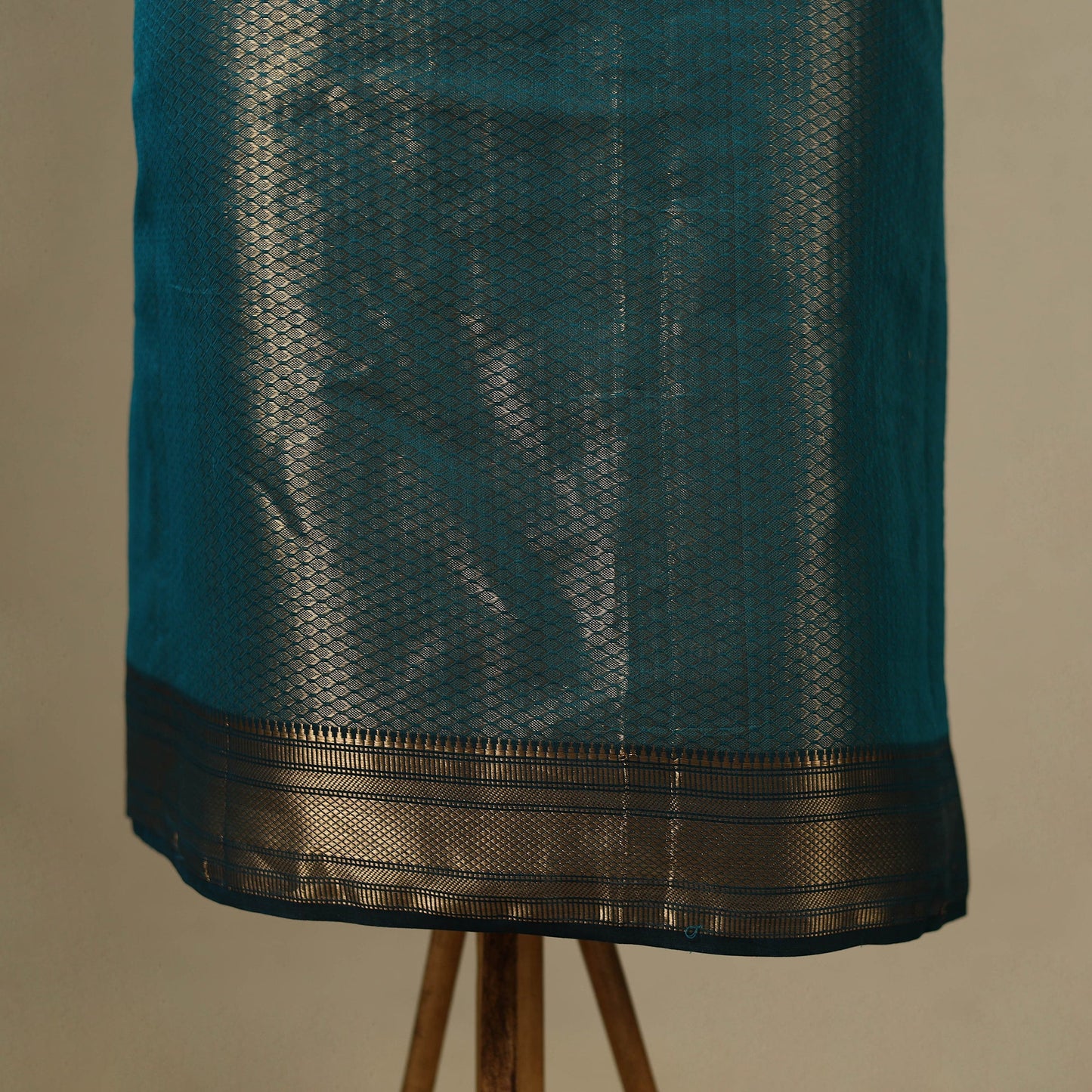 Blue 2pc Tissue Zari Handloom Cotton Maheshwari Dress Material