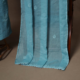 Blue - 2pc kota doria cotton unstitched lucknow chikankari