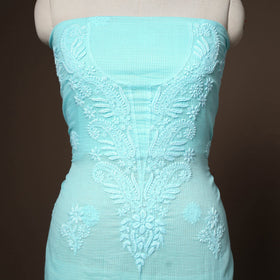 Blue - 2pc kota doria cotton unstitched lucknow chikankari