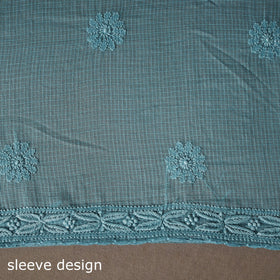 Blue - 2pc kota doria cotton unstitched lucknow chikankari