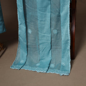 Blue - 2pc kota doria cotton unstitched lucknow chikankari