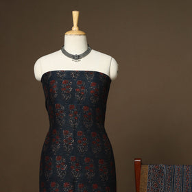 Blue - 2pc linen silk natural dyed unstitched dress