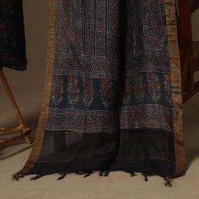 Blue - 2pc linen silk natural dyed unstitched dress