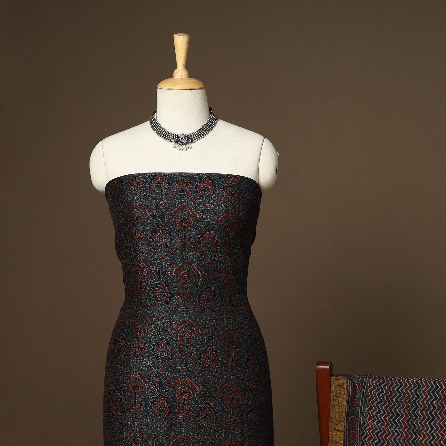 Blue - 2pc linen silk natural dyed unstitched dress