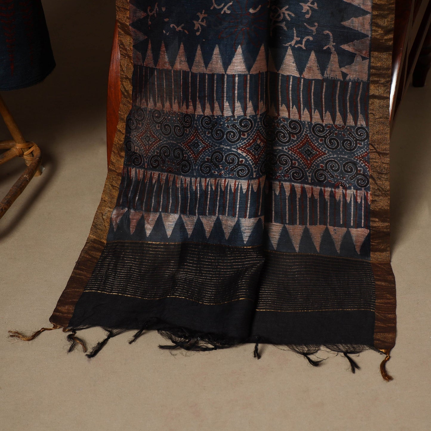 Blue - 2pc linen silk natural dyed unstitched dress