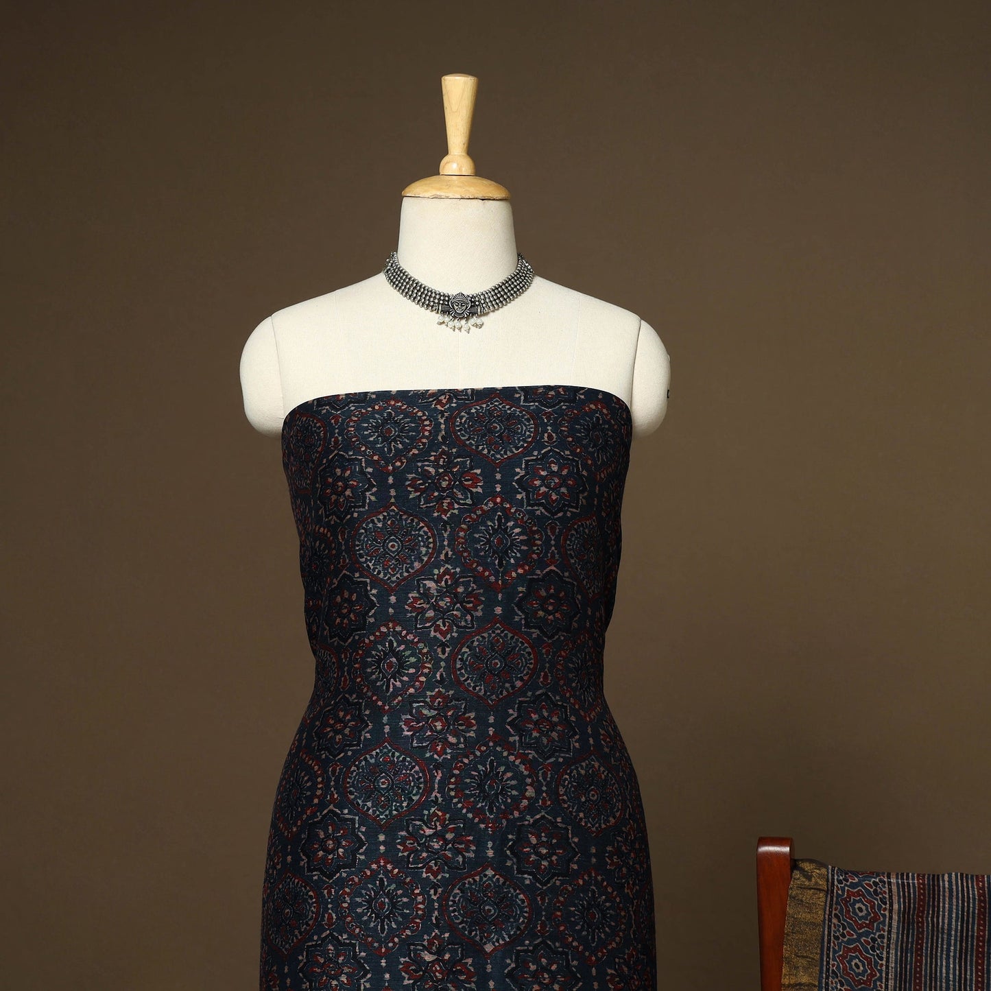 Blue - 2pc linen silk natural dyed unstitched dress