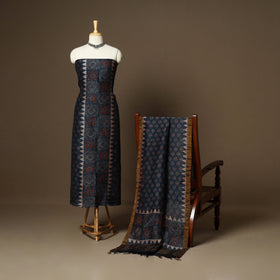 Blue - 2pc linen silk natural dyed unstitched dress