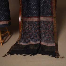 Blue - 2pc linen silk unstitched dress material 08