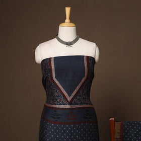 Blue - 2pc linen silk unstitched dress material 08