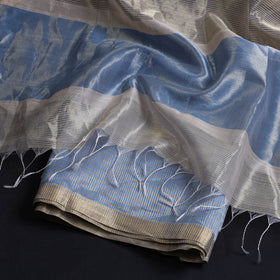  2pc Maheshwari Silk Handloom Tissue Zari Stripes Suit Material Set Online 