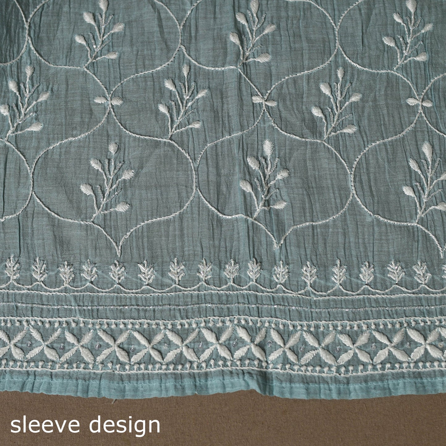 Blue - 2pc mul chanderi semi stitched hand beads work