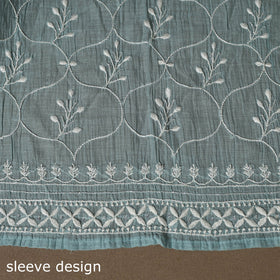 Blue - 2pc mul chanderi semi stitched hand beads work