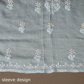 Blue - 2pc mul chanderi unstitched hand beads work heavy