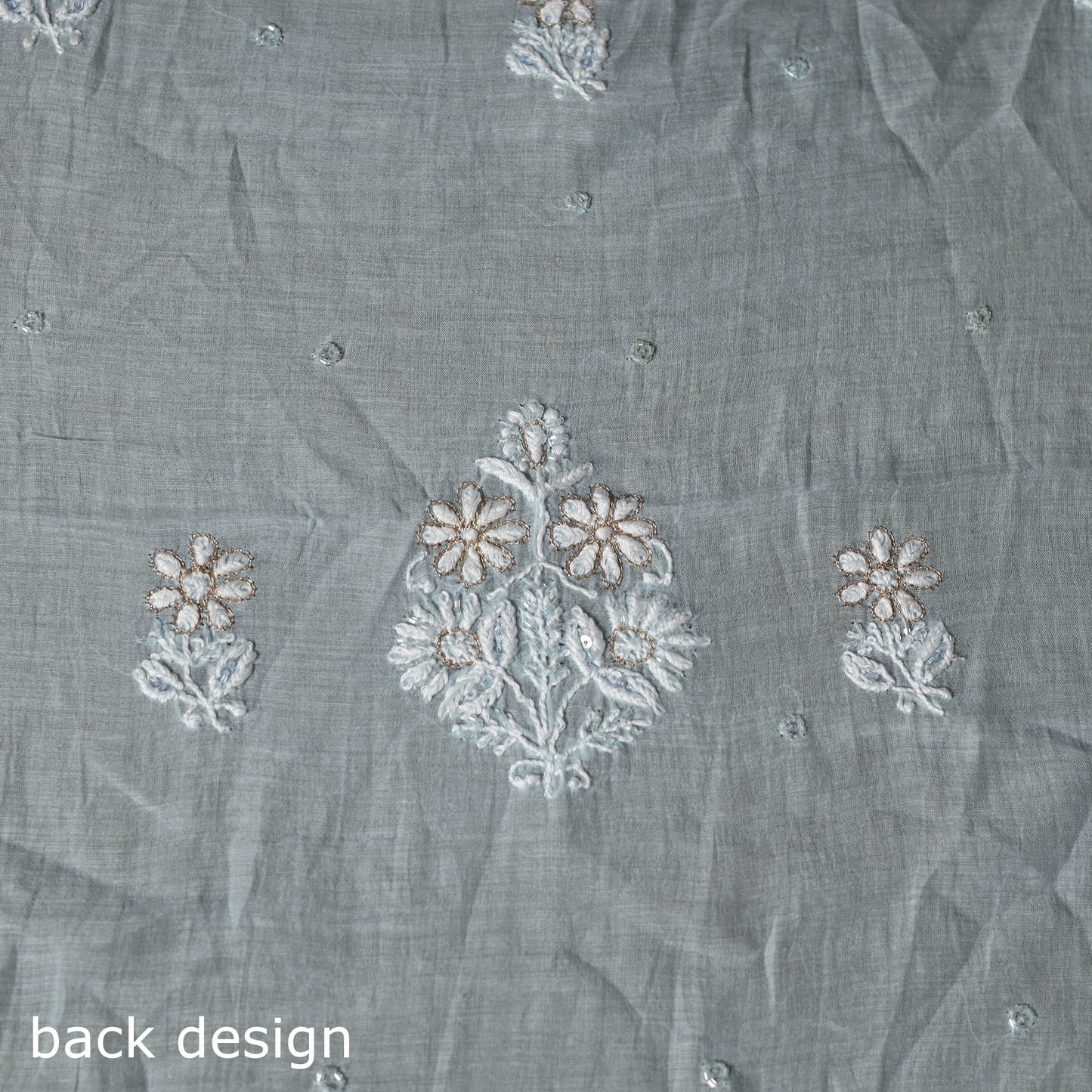 Blue - 2pc mul chanderi unstitched hand beads work heavy