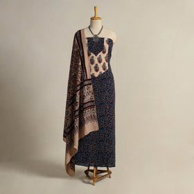  Blue 2pc Block Print Natural Dyed Ajrakh Dress Material