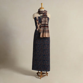  Blue 2pc Block Print Natural Dyed Ajrakh Dress Material
