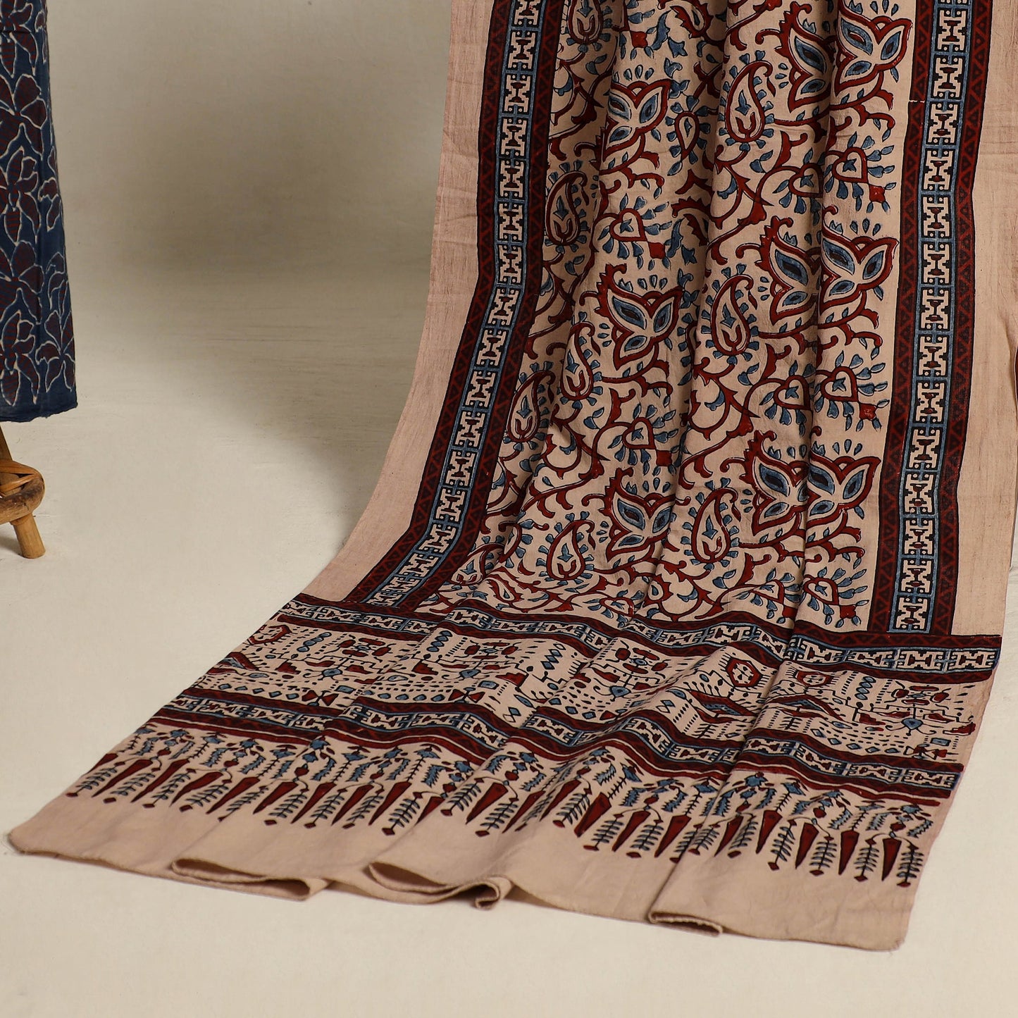  Blue 2pc Block Print Natural Dyed Ajrakh Dress Material