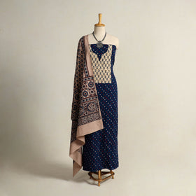  Blue 2pc Tie-Dye Cotton Bandhani Kurta with Ajrakh Dupatta