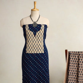  Blue 2pc Tie-Dye Cotton Bandhani Kurta with Ajrakh Dupatta