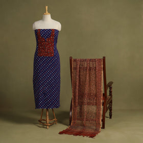 2pc Unstitched Bandhani Dress Material with Jewellery Set