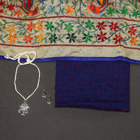 Blue - 2pc unstitched bandhani dress material