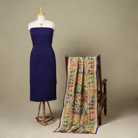 Blue - 2pc unstitched bandhani dress material