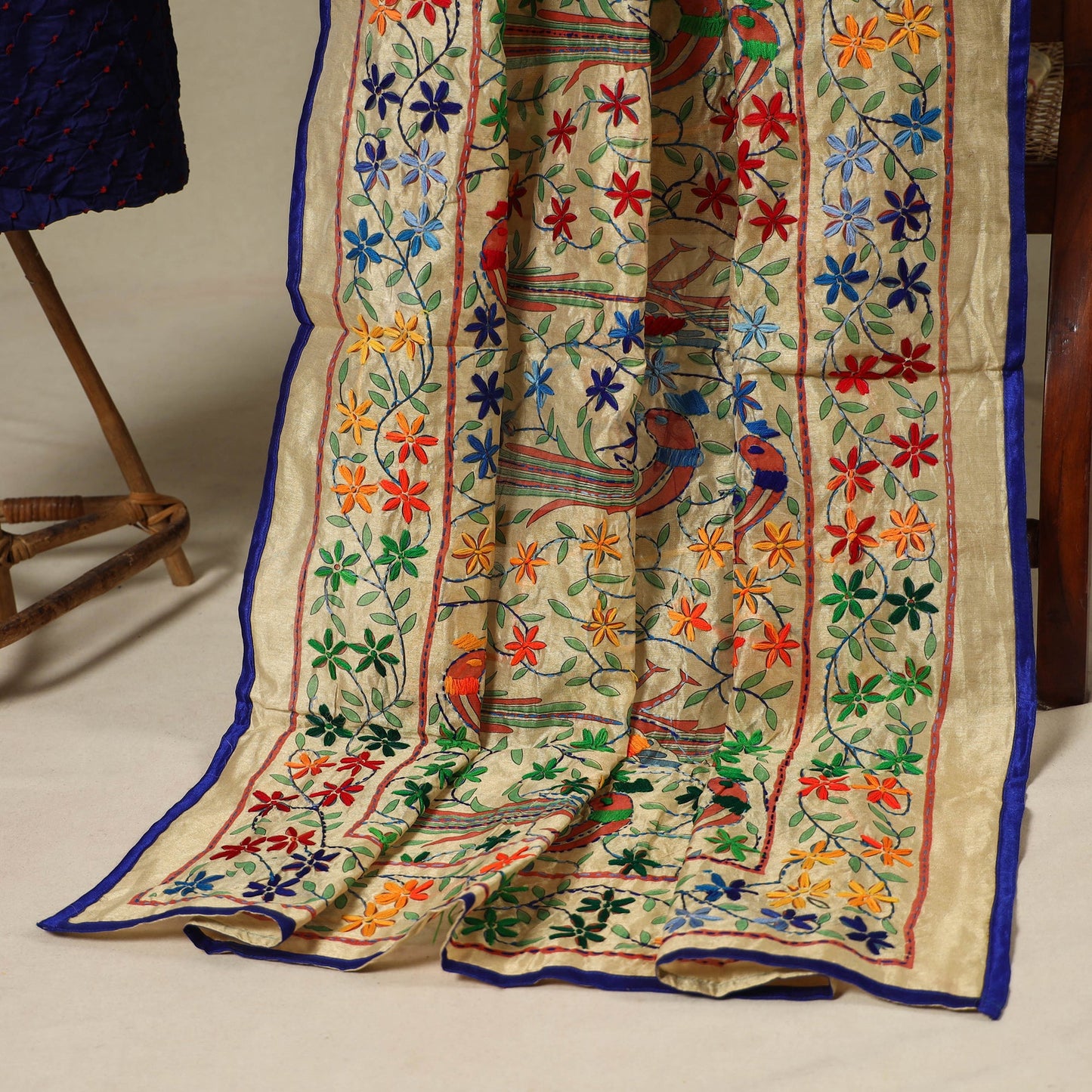 Blue - 2pc unstitched bandhani dress material