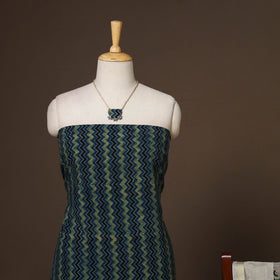 Blue - 2pc unstitched dress material with jewellery set 13