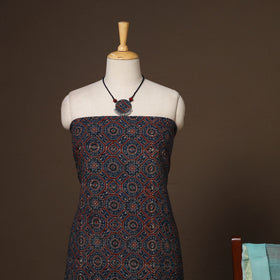 Blue - 2pc unstitched dress material with jewellery set 18