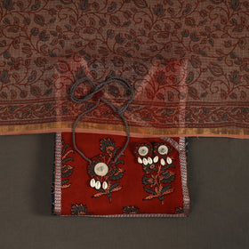 Blue 2pc Unstitched Ajrakh Dress Material with Jewellery Set