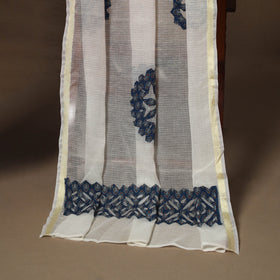 Blue - 2pc unstitched dress material with jewellery set 20