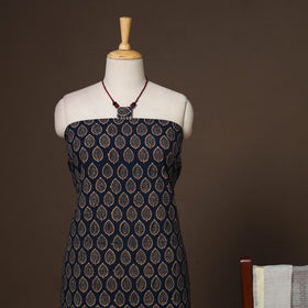 Blue - 2pc unstitched dress material with jewellery set 20