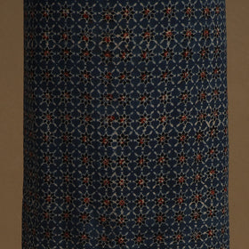Blue 2pc Unstitched Ajrakh Dress Material with Jewellery Set